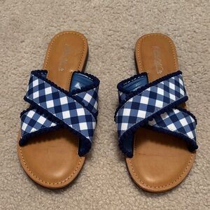 The Pioneer Woman Navy & White Gingham Crisscross Slide Sandals